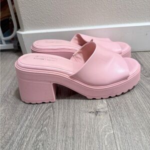 Call It Spring Light Pink Platform Sandal Mules